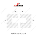 CHAPETA CENTRAL CON CERROJO RECIBIDOR A VIDRIO CCCRV
